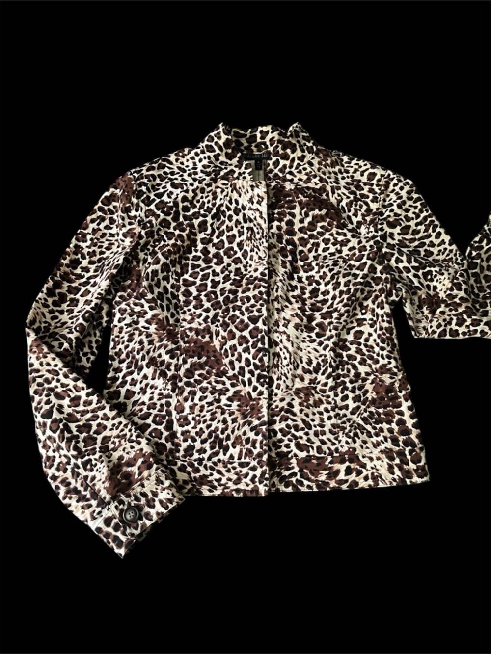 Lafayette 148 NY Size 4 Leopard Print Crop Jacket Brown White Superb Condition